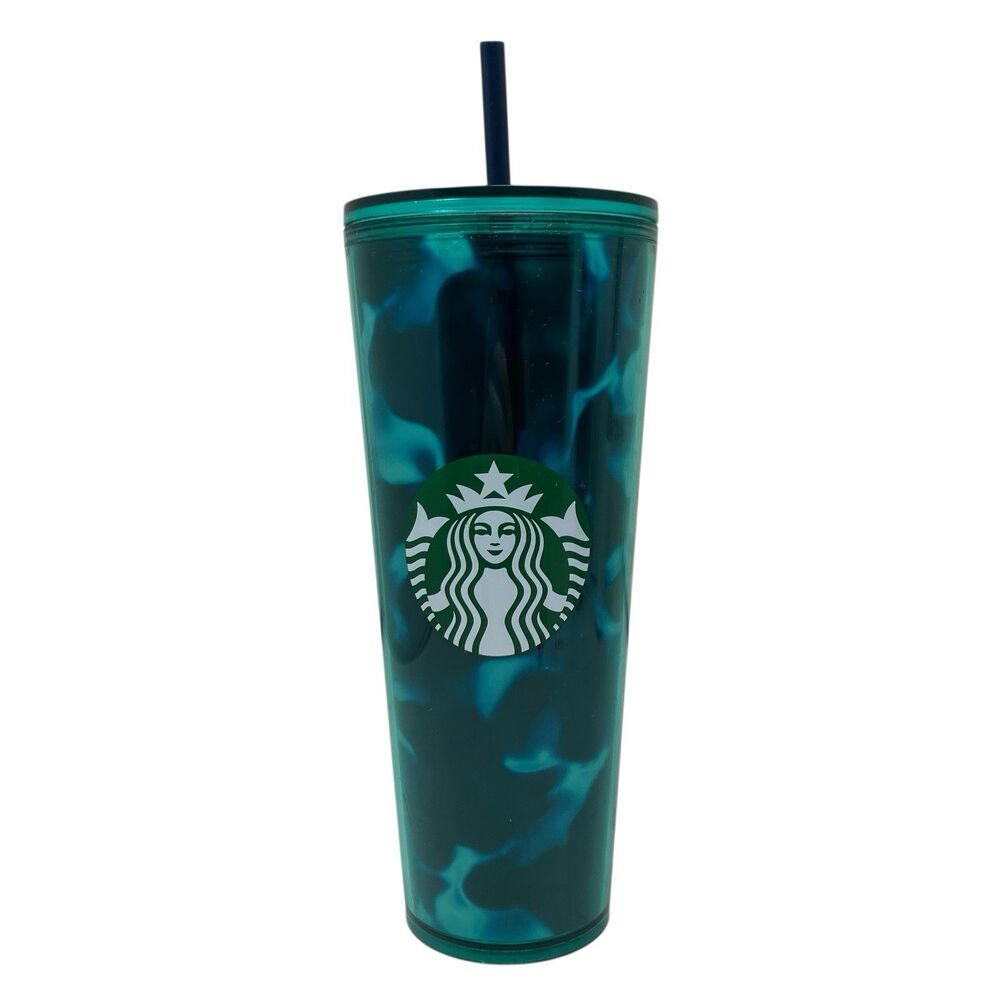 Starbucks 2020 Summer Turquoise Tortoise Green Blue‎ Wave Coffee Tumbler 24oz #2